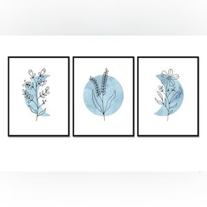 Set of 3, Blue Moon Unframed Art Prints